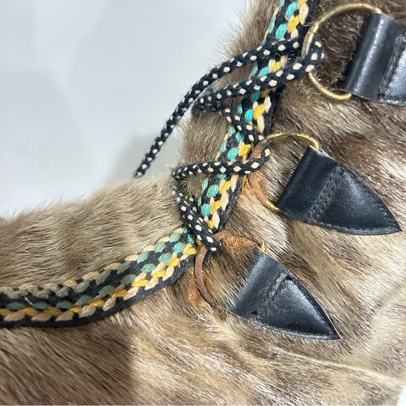 Vintage 80s Seal Skin Lace Up Winter Boots Shearling Braided & Leather Trim 6.5 - Picture 15 of 16